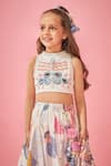 Shop_Joey & Pooh_White Cotton, Chanderi, Viscose, Shantoon Embroidery, Floral Lehenga Set _Online_at_Aza_Fashions