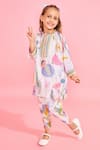 Buy_Joey & Pooh_White Chanderi , Chanderi, Embroidery Floral Print Tunic And Pant Set _Online_at_Aza_Fashions