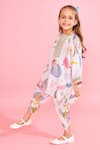 Shop_Joey & Pooh_White Chanderi , Chanderi, Embroidery Floral Print Tunic And Pant Set _Online_at_Aza_Fashions