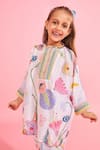 Buy_Joey & Pooh_White Chanderi , Chanderi, Embroidery Floral Print Tunic And Pant Set 