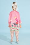 Shop_Joey & Pooh_Pink Chanderi , Chanderi, Embroidery Floral Tunic And Trousers Set _at_Aza_Fashions