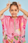 Buy_Joey & Pooh_Pink Chanderi , Chanderi, Embroidery Floral Tunic And Trousers Set 