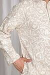 Aham-Vayam_Beige Cotton Embroidery Flora Thread Kurta _Online