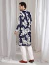 Shop_Aham-Vayam_Blue Cotton, Linen Embroidery Thread Kurta _at_Aza_Fashions