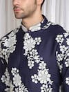 Shop_Aham-Vayam_Blue Cotton, Linen Embroidery Thread Kurta _Online_at_Aza_Fashions