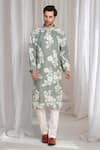 Aham-Vayam Olive Green Cotton, Linen Embroidery Thread Kurta Online at Aza Fashions Aham-Vayam_Olive Green Cotton, Linen Embroidery Thread Kurta _Online_at_Aza_Fashions