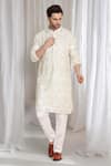 Buy_Aham-Vayam_Beige Cotton Embroidery, Sequins Shiny Kurta _at_Aza_Fashions