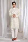 Buy_Aham-Vayam_Beige Cotton Embroidery, Sequins Shiny Kurta _Online_at_Aza_Fashions