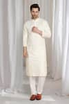 Buy_Aham-Vayam_Beige Cotton Embroidery Flora Thread Kurta _at_Aza_Fashions