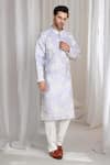 Shop_Aham-Vayam_Purple Cotton, Linen Embroidery Thread Kurta _Online_at_Aza_Fashions