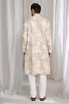 Shop_Aham-Vayam_Beige Cotton, Linen Embroidery Thread Kurta _at_Aza_Fashions