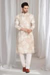 Buy_Aham-Vayam_Beige Cotton, Linen Embroidery Thread Kurta _at_Aza_Fashions