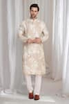Buy_Aham-Vayam_Beige Cotton, Linen Embroidery Thread Kurta _Online_at_Aza_Fashions