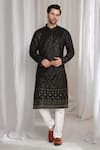 Buy_Aham-Vayam_Black Cotton Sequins Mehfil Embroidered Kurta _at_Aza_Fashions