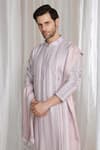 Aham-Vayam_Purple Cotton Embroidery Kurta With Dupatta _at_Aza_Fashions