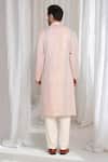 Shop_Aham-Vayam_Coral Cotton Embroidery Ombre Kurta With Dupatta _at_Aza_Fashions