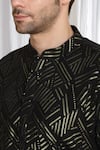 Aham-Vayam_Black Cotton Embroidery Geometric Thread Kurta With Dupatta _at_Aza_Fashions