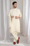 Buy_Aham-Vayam_Cream Cotton Embroidery Thread Kurta And Dupatta Set _at_Aza_Fashions