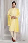 Buy_Aham-Vayam_Yellow Cotton Embroidery Pastel Kurta With Dupatta _at_Aza_Fashions