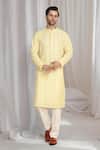 Buy_Aham-Vayam_Yellow Cotton Embroidery Pastel Kurta With Dupatta _Online_at_Aza_Fashions