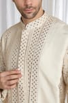 Aham-Vayam_Beige Cotton Zari Gold Thread Embroidered Kurta With Dupatta _at_Aza_Fashions