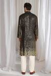 Shop_Aham-Vayam_Black Cotton Sequins Ombre Embroidered Kurta With Dupatta _at_Aza_Fashions