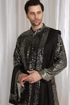 Aham-Vayam_Black Cotton Sequins Ombre Embroidered Kurta With Dupatta _at_Aza_Fashions