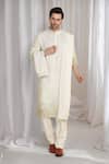 Shop_Aham-Vayam_Cream Cotton Sequins Ombre Embroidered Kurta With Dupatta _at_Aza_Fashions