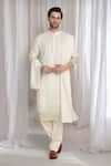 Buy_Aham-Vayam_Cream Cotton Sequins Ombre Embroidered Kurta With Dupatta _at_Aza_Fashions