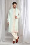 Buy_Aham-Vayam_Coral Cotton Embroidery Ombre Kurta With Dupatta _at_Aza_Fashions