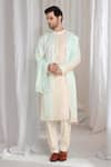 Shop_Aham-Vayam_Coral Cotton Embroidery Ombre Kurta With Dupatta _Online_at_Aza_Fashions