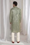 Shop_Aham-Vayam_Green Cotton Zari Golden Thread Embroidered Kurta And Dupatta _at_Aza_Fashions
