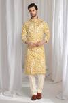 Aham-Vayam_Yellow Cotton Embroidery Floral Thread Kurta _Online_at_Aza_Fashions
