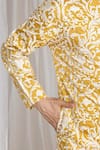 Shop_Aham-Vayam_Yellow Cotton Embroidery Floral Thread Kurta 