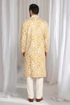 Shop_Aham-Vayam_Yellow Cotton Embroidery Floral Thread Kurta _at_Aza_Fashions