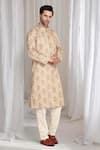 Buy_Aham-Vayam_Beige Cotton Embroidery Gul Thread Kurta _Online_at_Aza_Fashions