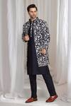 Buy_Aham-Vayam_Navy Cotton Embroidery Floral Jacket Kurta Pant Set 