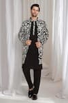 Buy_Aham-Vayam_Black Cotton Embroidery Floral Jacket Kurta Pant Set _Online_at_Aza_Fashions
