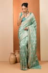 Buy_Neha Khullar_Green Designer Sea Silk Saree With Unstitched Blouse _at_Aza_Fashions