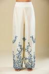 Buy_Anamika Khanna_Ivory Embroidery Open Neck, Cape Pant Set