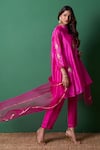 Buy_Priti Prashant_Pink Silk, Organza Embroidery, Zari Round Neck Paradise Kurta Set With Dupatta _at_Aza_Fashions