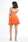Shop_Ahi Clothing X AZA_Orange Crepe Audrey Mandarin 3d Flower Scallop Mini Dress _at_Aza_Fashions