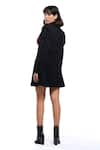 Shop_Ahi Clothing X AZA_Black Fabric Flowers V-neck Willow Bloom 3d Coat Dress _at_Aza_Fashions