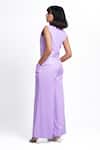 Shop_Ahi Clothing X AZA_Lilac Cotton Embroidery Square Neck Dove Vest And Pant Set _at_Aza_Fashions