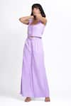 Ahi Clothing X AZA_Lilac Cotton Embroidery Square Neck Dove Vest And Pant Set _at_Aza_Fashions