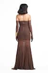 Shop_Ahi Clothing X AZA_Brown Lycra Halter Neck Aurecia Coffee Ruched Sheath Dress _at_Aza_Fashions