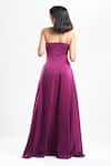 Shop_Ahi Clothing X AZA_Purple Crepe Asymmetric Kerstin Draped Dress _at_Aza_Fashions