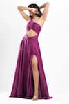 Buy_Ahi Clothing X AZA_Purple Crepe Asymmetric Kerstin Draped Dress _Online_at_Aza_Fashions