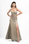 Buy_Ahi Clothing X AZA_Gray Satin Sweetheart Neck Clara Corset Dress _at_Aza_Fashions