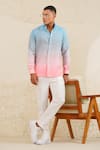 Shop_Eleven Brothers_Blue Linen Pastel Drift Shirt _at_Aza_Fashions
